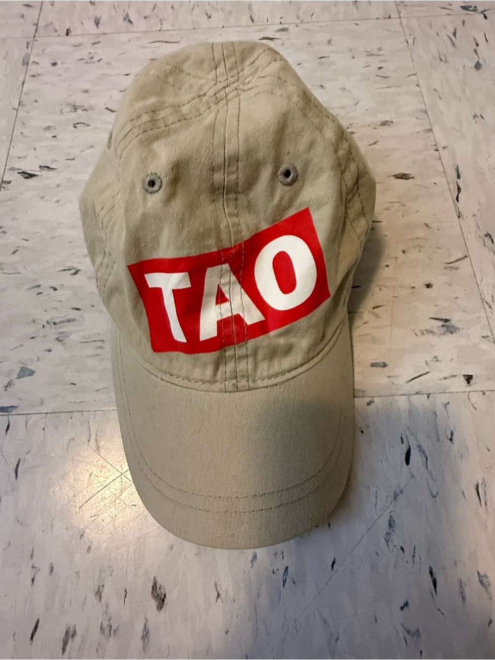 TAO Kids Beige Baseball Cap with Red Logo
